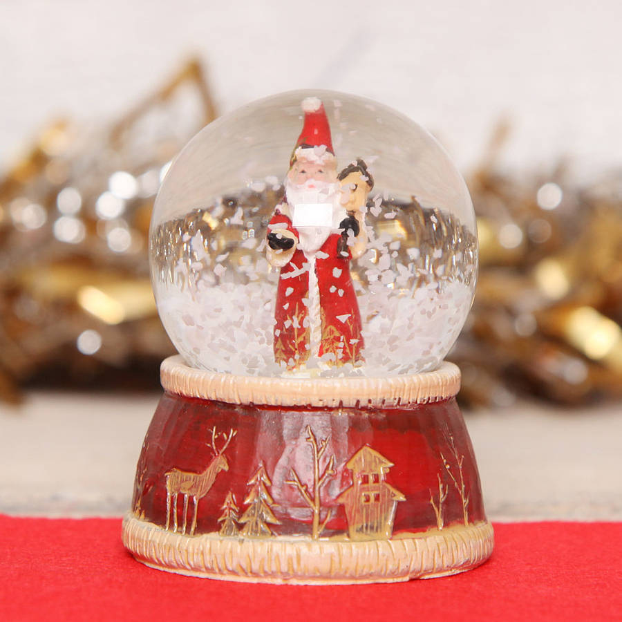 Snowglobe globes potterybarnkids nieve esfera esferas Traditional Santa Mini Snow Globe Dome By red berry apple
