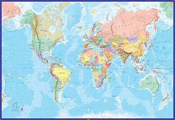 Giant World Map Mural Blue Ocean, 3 of 3