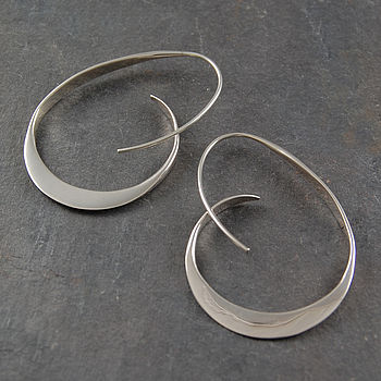 Tapered Sterling Silver Hoop Earrings, 4 of 11
