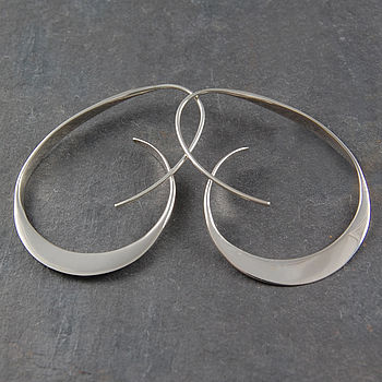 Tapered Sterling Silver Hoop Earrings, 4 of 10