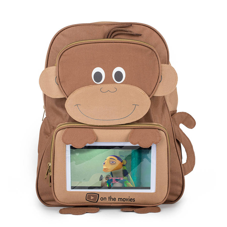 child's monkey tablet pocket backpack by on the movies ...