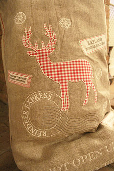Personalised Luxury Linen Reindeer Christmas Sack, 6 of 7