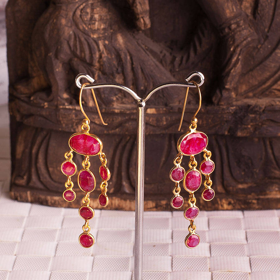 ruby gold multi stone drop earrings by rochelle shepherd jewels. gold ...