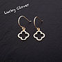 Sterling Silver Lucky Clover Hook Earrings, thumbnail 4 of 7
