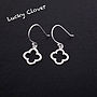 Sterling Silver Lucky Clover Hook Earrings, thumbnail 3 of 7