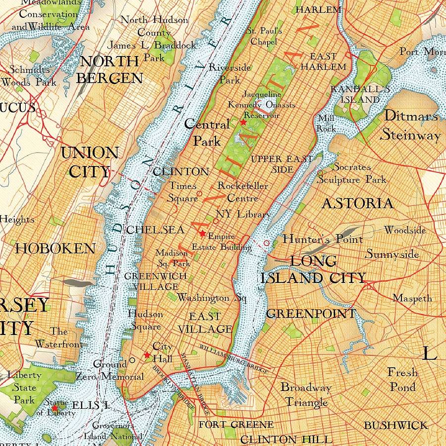 New York Map Print Notebook By Bombus Off The Peg | notonthehighstreet.com