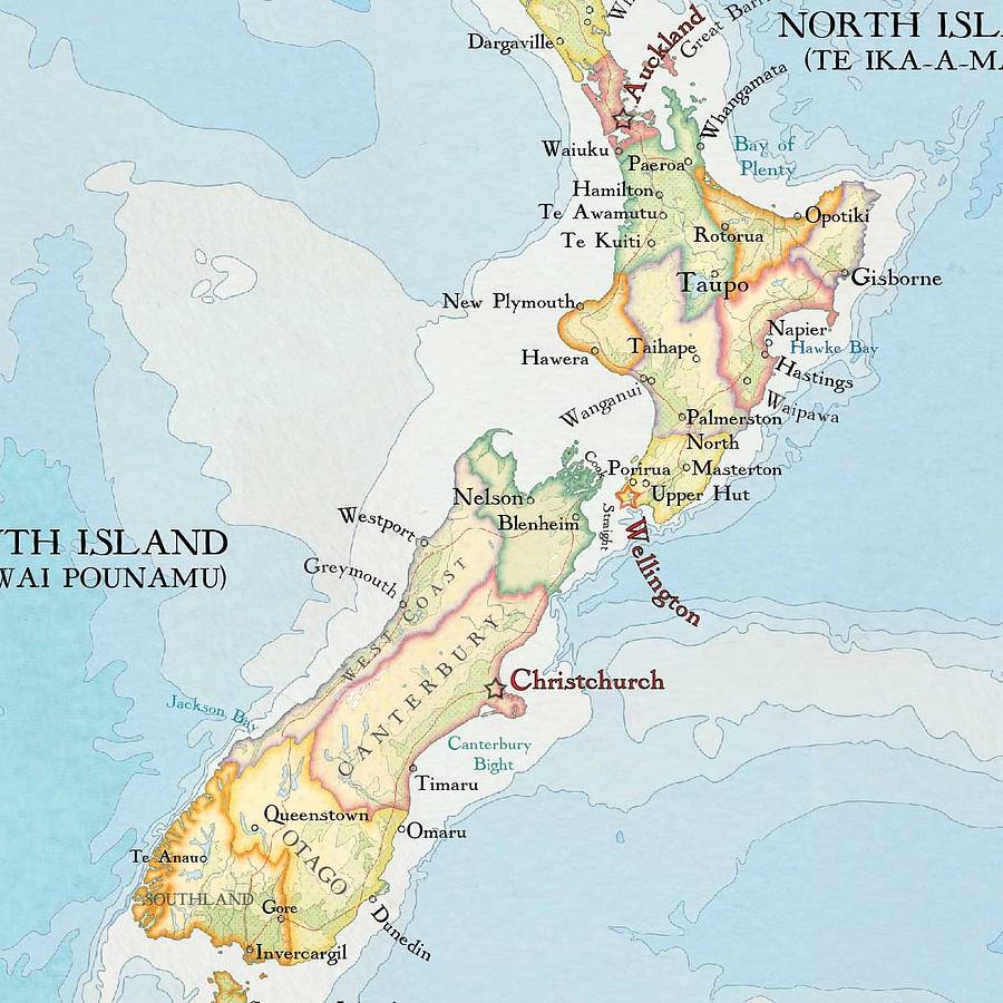 new zealand map print notebook by bombus off the peg