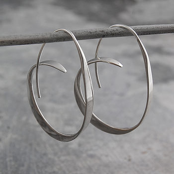 Tapered Sterling Silver Hoop Earrings, 3 of 11