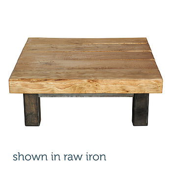 Oak And Iron Large Square Coffee Table, 10 of 12