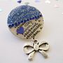 Royal Blue Upcycled Vintage Paper Brooch, thumbnail 4 of 4