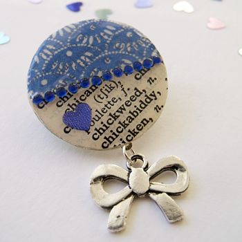 Royal Blue Upcycled Vintage Paper Brooch, 4 of 4