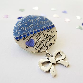 Royal Blue Upcycled Vintage Paper Brooch, 3 of 4