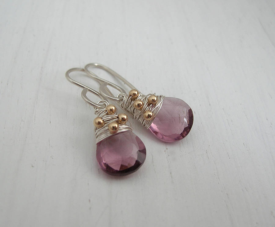 Pink Quartz Drop Earrings By Sarah Hickey | notonthehighstreet.com