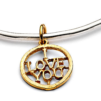 ‘I Love You’ Gold Charm Bangle, 3 of 4