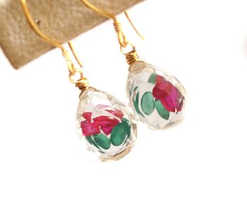 Ruby Emerald Quartz Gold Earrings, 4 of 5