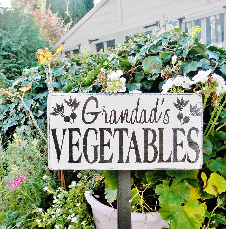 personalised vegetable garden sign with stake by potting