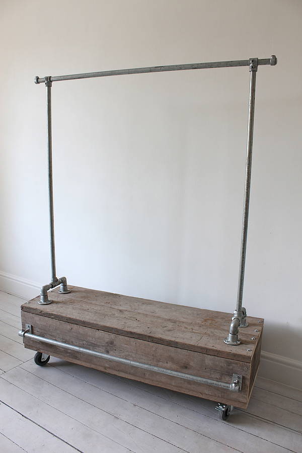 Pia Clothes Rail With Reclaimed Scaffold Wood Drawer, 1 of 8