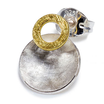 Silver And Gold Circle Earrings, 2 of 3