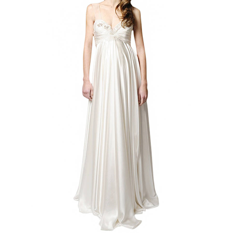 honey in ivory satin empire wedding dress by elliot claire london ...