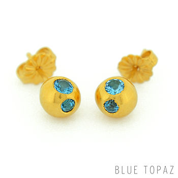 Gold Gemset Orb Earrings, 6 of 8