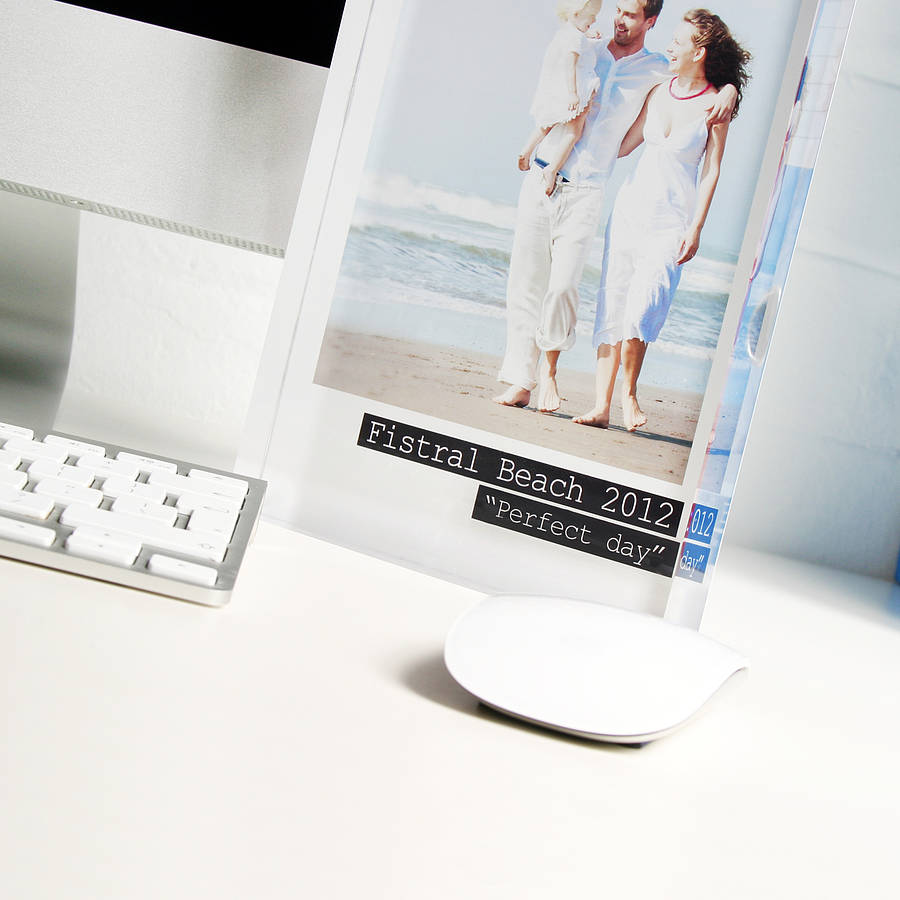 personalised acrylic polaroid desk frame by tadah wall art