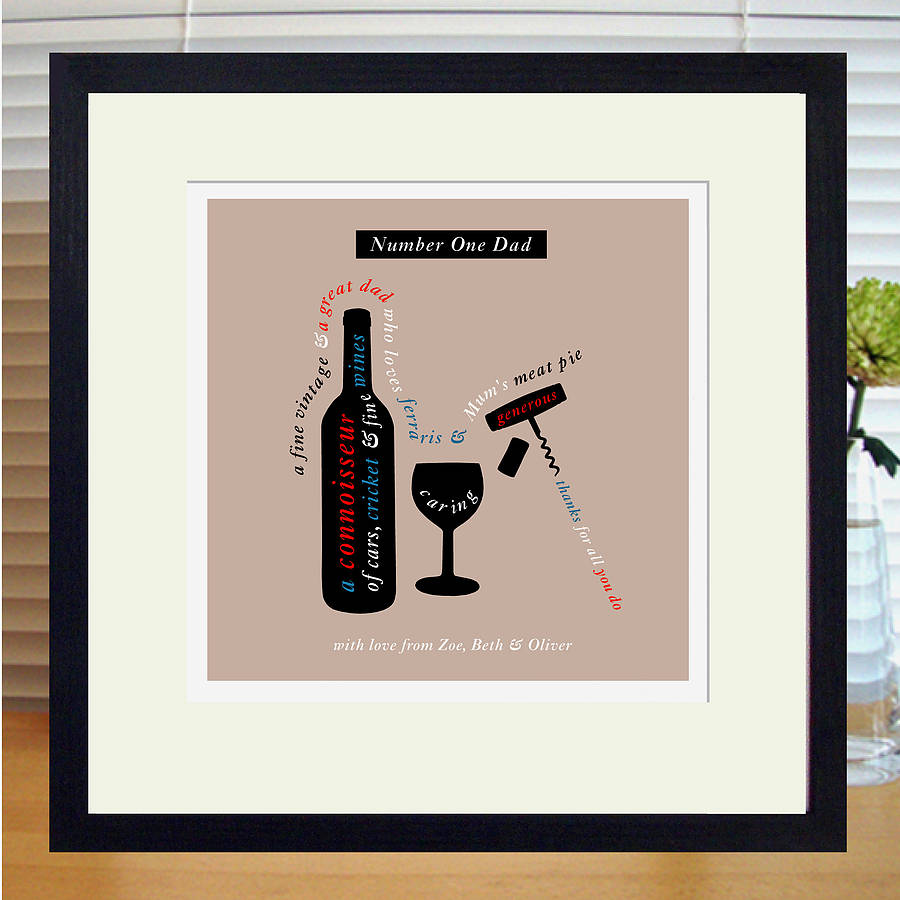 personalised wine lover's print with mount by designed ...