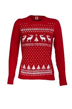 Womens Festive Christmas Reindeer Long Sleeve Tshirt, 4 of 7