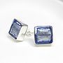 Murano Glass Square Silver Stud Earrings, thumbnail 9 of 12