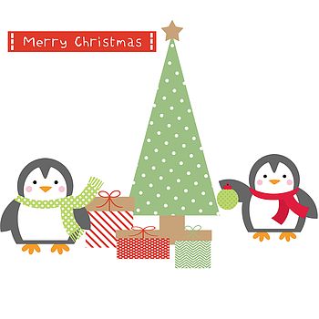 Christmas Penguin Fabric Wall Sticker, 2 of 2