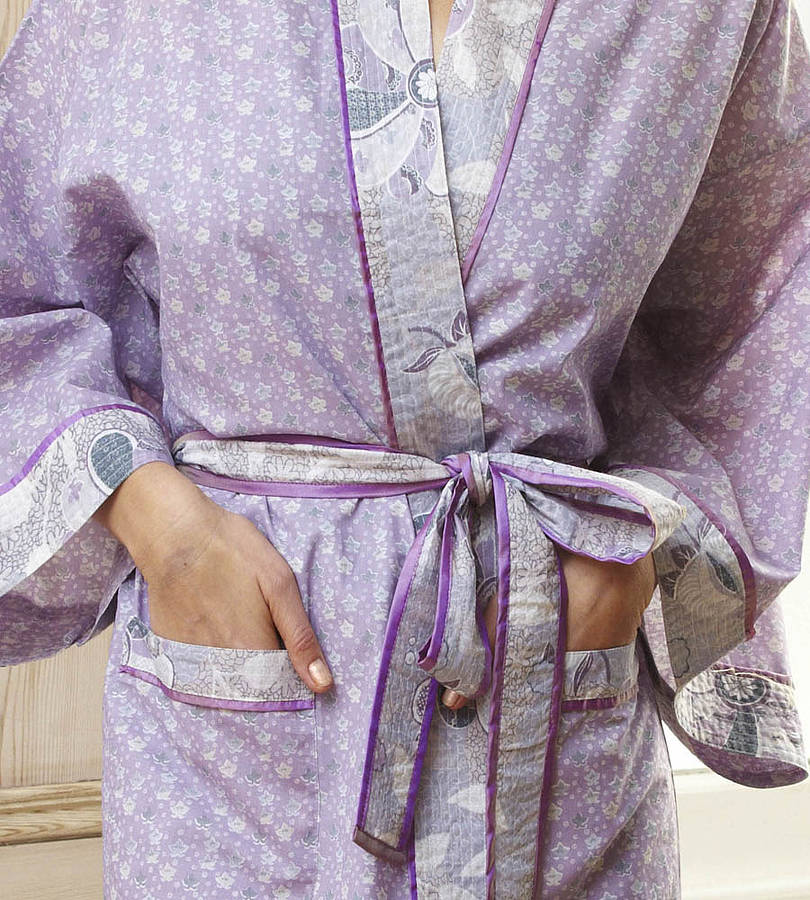 Cotton Kimono Dressing Gown In Spring Print By Caro London Notonthehighstreet Com