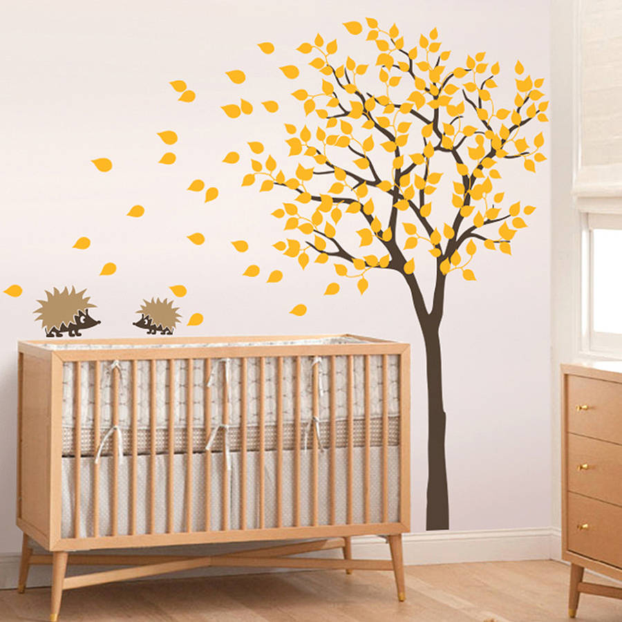 Tree With Two Little Hedgehog's Wall Sticker, 1 of 3