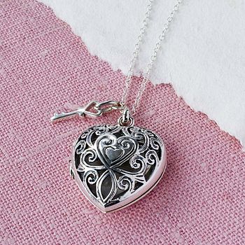 Sterling Silver Vintage Heart Locket Necklace, 6 of 11
