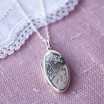 Sterling Silver Oval Locket Necklace, 3 of 8