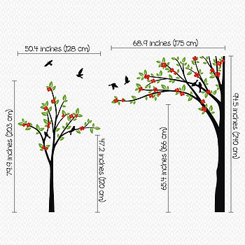 Trees With Flying Birds Wall Sticker, 2 of 3