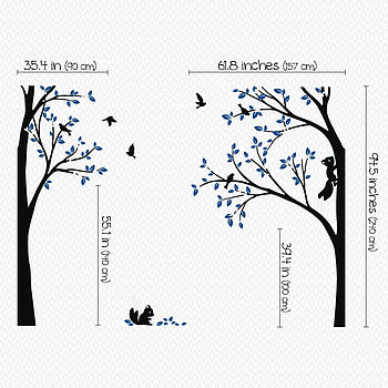 Trees With Birds And Squirrels Sticker, 2 of 3