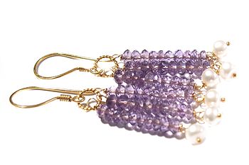 Amethyst And Pearl Earrings In Gold, 3 of 7