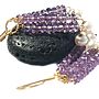 Amethyst And Pearl Earrings In Gold, thumbnail 5 of 7