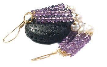Amethyst And Pearl Earrings In Gold, 5 of 7