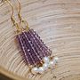 Amethyst And Pearl Earrings In Gold, thumbnail 4 of 7