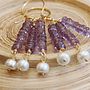Amethyst And Pearl Earrings In Gold, thumbnail 6 of 7