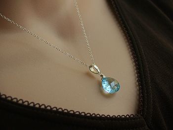 Bridal Blue Topaz Silver Necklace, 2 of 6