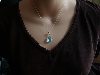 Bridal Blue Topaz Silver Necklace, 5 of 6
