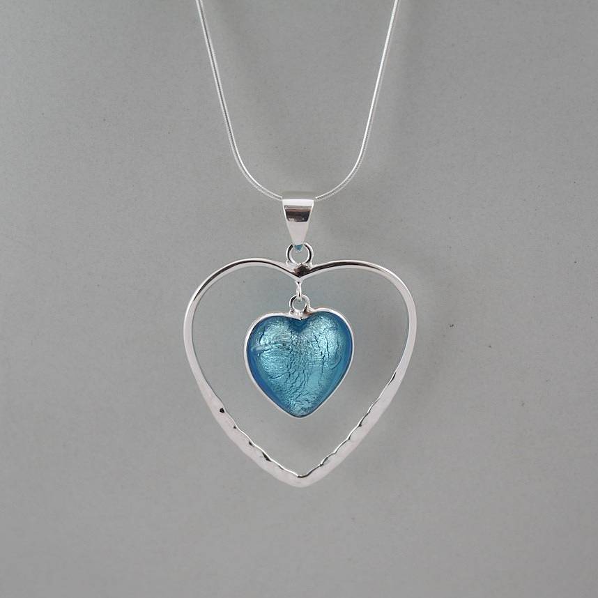 silver heart within a heart pendant by claudette worters ...