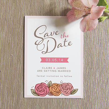 Rose Save The Date Card By Project Pretty | notonthehighstreet.com