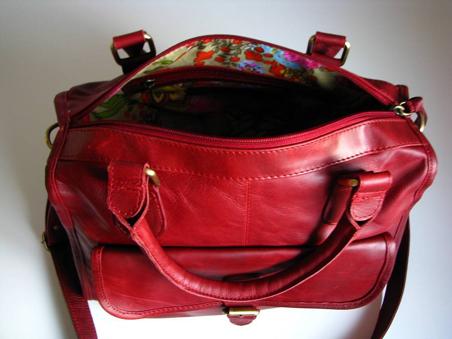Red Leather Satchel Handbag By The Leather Store | 0