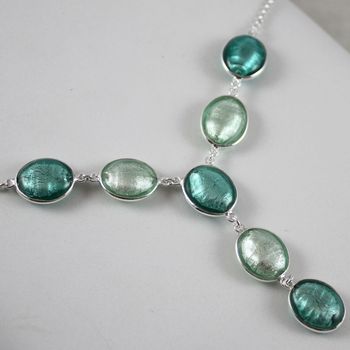 Silver Necklace With Murano Glass Ovals, 4 of 9