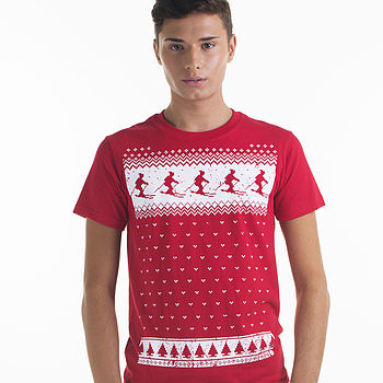 Mens Festive Christmas Ski Tshirt, 2 of 7