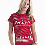 Womens Christmas Reindeer Glow In The Dark Tshirt, thumbnail 2 of 9