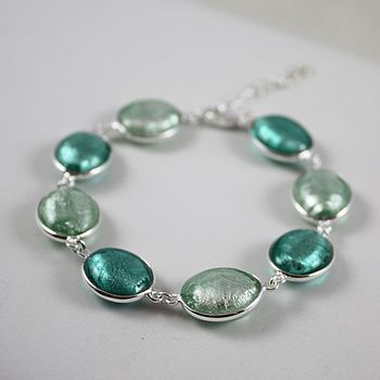 Silver Bracelet With Murano Glass Ovals, 5 of 9