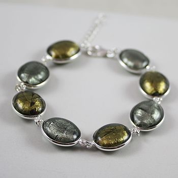Silver Bracelet With Murano Glass Ovals, 6 of 9